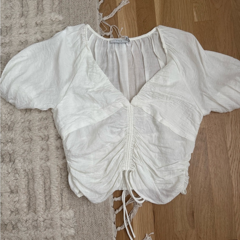 Lush White Rouched top size large